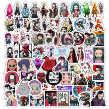 将图片加载到图库查看器,70pcs Demon Slayer Kimetsu No Yaiba Anime Sticker Cosplay Props PVC Waterproof DIY Guitar Car Tanjirou Nezuko Decal Stickers F4