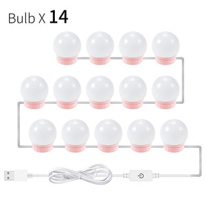 CanLing LED 12V Makeup Mirror Light Bulb Hollywood Vanity Lights Stepless Dimmable Wall Lamp 6 10 14Bulbs Kit for Dressing Table